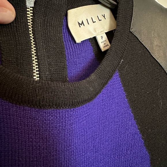 Milly knit shift dress with faux leather detail - size 0 - Picture 5 of 5